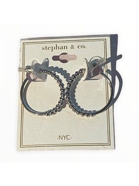 NWT Nordstrom Stephan & Co‎ Silver Hoop Earrings Post Back New With Tags Circle